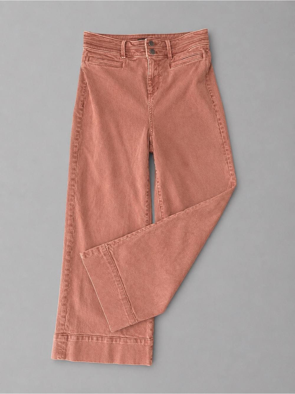 Ann Taylor The Wide Leg Cropped Jeans Size 0 Coral Rust Pink High Rise